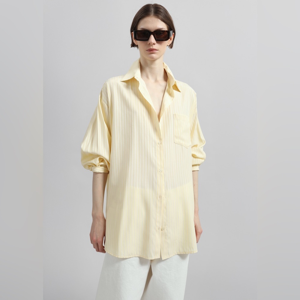 The Frankie Shop Sukma Striped Oversized Shirt Pale Yellow